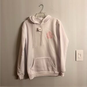 White Hoodie with Pink Flower Design